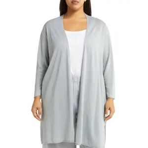 NWT Eileen Fisher Longline Open Front Organic Linen & Cotton Cardigan